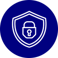 A blue circle with an image of a padlock.